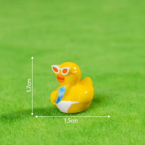 Miniature Resin Little Yellow Duck Figurine Cute Cartoon Duck Animal Statue DIY Craft Desktop Car Interior Ornament
