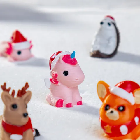 Noël Résine Animal Miniatures Figurines Chapeau de Père Noël Petits Ornements Bureau Voiture Décor Artisanat de Table