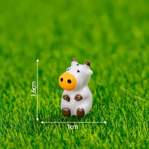 Miniatura Statuetta di Mucca in Resina Simpatica Statua di Animale Cartoon Decorazione Paesaggio da Scrivania Accessori Artigianali Fai da Te