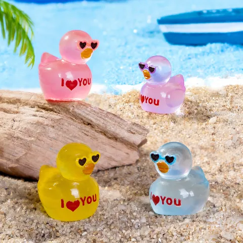 Süße Harz Ente Figur Charms Valentinstag Liebe Herz Ente DIY Handwerk Miniaturen Ornamente Schmuck Zubehör