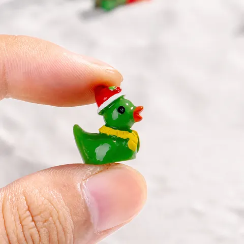 Christmas Resin Duck Miniature Ornaments Cute Animal Figurine DIY Craft Accessories For Desktop Decor