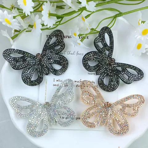 DIY Rhinestone Mesh Butterfly Shoe Charms Hair Accessories Glitter Fabric Crystal Bow Hair Clips Craft Supplies