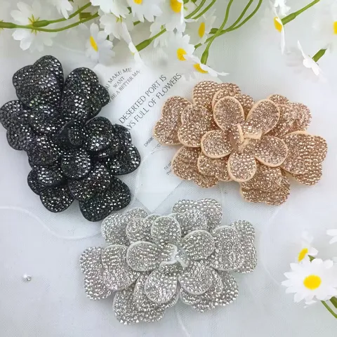 Rhinestone Camellia Flower Shoe Clip DIY Handmade Belt Wedding Shoe Accessory Clothing Applique Decorative Charm