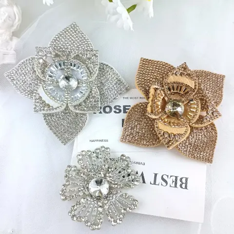 3D Crystal Rose Flower Patch Rhinestone Shoe Flower DIY Apparel Garment Accessories Rhinestone Decorative Patch Craft