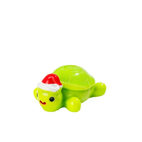 Mini Figure di Tartaruga in Resina Simpatici Animali Cappello di Natale Accessori Artigianali Miniatura Decorazione Scrivania