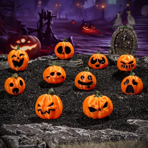 Halloween Resina Calabaza Miniatura Ornamentos Expresión Divertida Calabaza Abalorios DIY Accesorios Manualidades Decoración Fiesta