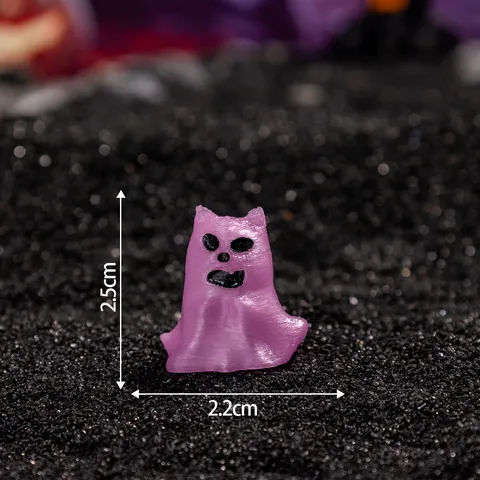Halloween Luminoso Gatto Fantasma Resina Statuetta Carino Mini Brilla Al Buio Animale Fascino fai da te Festa Decorazione