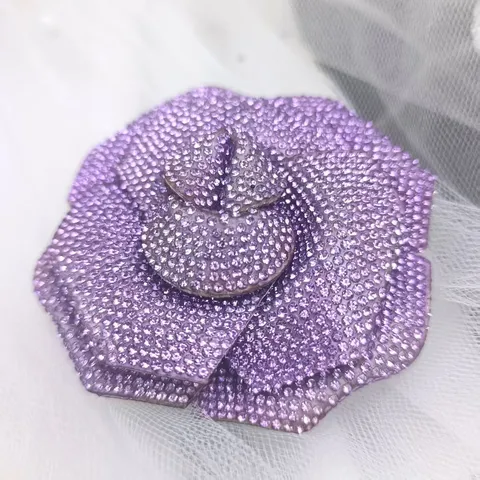 Shiny Full Rhinestone 3D Multi Layer Rose Shoe Flower Brooch Hair Clip Bag Accessory Fashion Shoe Buckle Jewelry