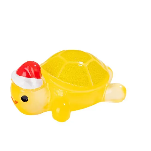 Cappello di Natale Statuetta di Piccola Tartaruga Luminosa in Resina Ornamento in Miniatura di Animale Cartoon Decorazione Artigianale da Scrivania