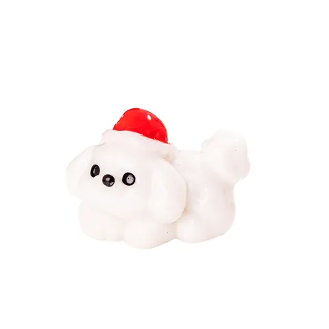 Natale Resina Cucciolo Cane Statuetta Miniatura Casa delle Bambole DIY Artigianato Ornamentale Carino Cappello di Babbo Natale Animale Decorazione Tavolo Auto
