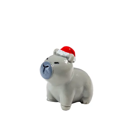 Statuetta in Resina di Capibara con Cappello di Natale di Cartone Animato Ornamentale da Scrivania Miniatura Animale Carino Accessorio