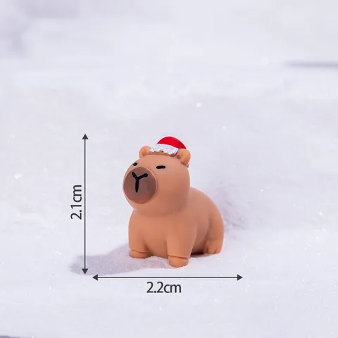 Figurina Capibara in Resina Opaca Cappello di Natale Statua Animale Ornamento in Miniatura da Scrivania Accessori DIY Decorazione