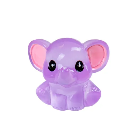 Figurine en Résine de Petit Éléphant Assis Lumineux Créatif Mignon Petit Animal Miniature Artisanat DIY Ornement Décoration de Bureau