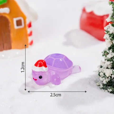 Cappello di Natale Statuetta di Piccola Tartaruga Luminosa in Resina Ornamento in Miniatura di Animale Cartoon Decorazione Artigianale da Scrivania