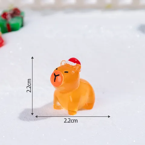 Simpatico Cappello Di Natale Capybara Resina Statuetta Luminosa Nel Buio Mini Animale Miniatura Artigianale Ornamento Fai Da Te Arredamento Casa