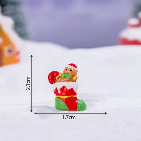 Ornamenti in Miniatura in Resina di Natale Decorazione per Festa Festiva DIY Simpatico Cartone Animato Scrivania Auto Accessori Artigianali
