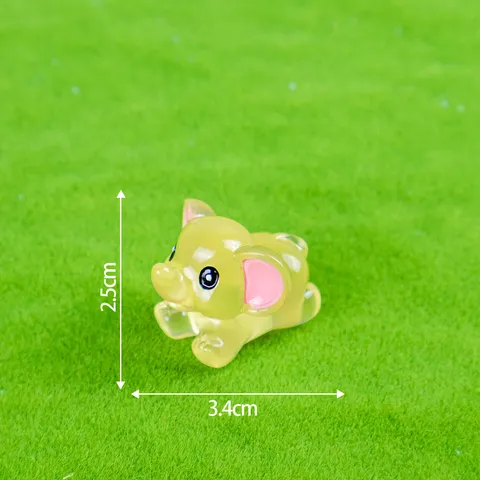 Figurine en Résine de Petit Éléphant Assis Lumineux Créatif Mignon Petit Animal Miniature Artisanat DIY Ornement Décoration de Bureau