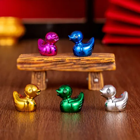 Colorful Electroplated Resin Duck Figurine Miniature Cute Animal Desk Ornament DIY Jewelry Accessories Home Decor