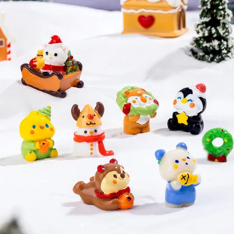 Natale Simpatici Animali di Cartone Animato Resina Artigianato Accessori Scrivania Auto Ornamenti Festival Festa Decorazioni