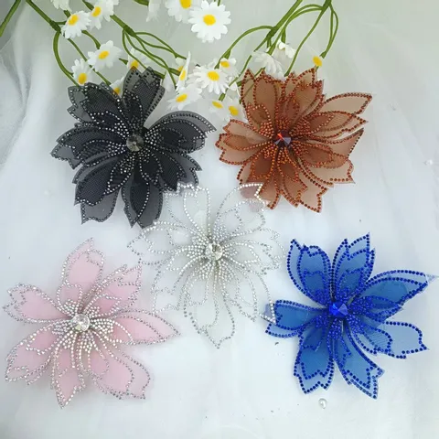 Elegant Bridal Hair Accessories Mesh Rhinestone Flower Hairpiece Wedding Dress Decorative Applique Women Headwear