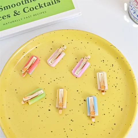 Colorful Ice Cream Hair Clip Resin Gradient Side Hairpin Cute Hair Accessories For Women And Kids Daily Hair Styling