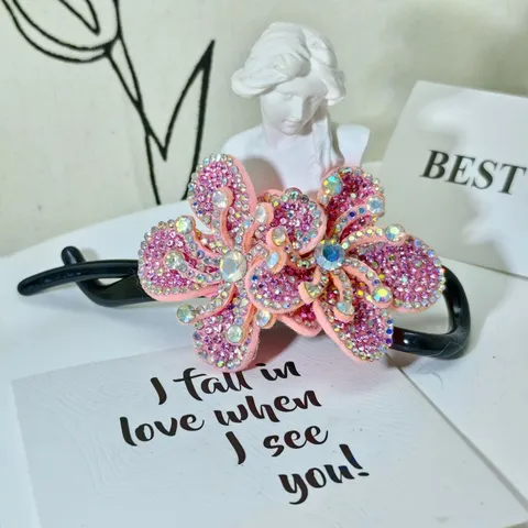 Women Rhinestone Hair Claw Clip Crystal Bow Floral Hair Accessories Fashion Styling Tool For Daily Party Styling