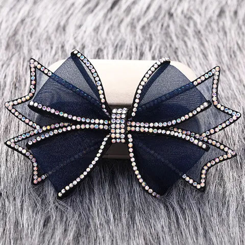 Multilayer Tulle Bow Hair Clip Crystal Rhinestone Hair Barrettes Sweet Elegant Hair Accessories For Women And Girls