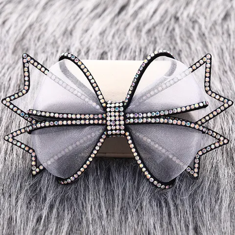 Multilayer Tulle Bow Hair Clip Crystal Rhinestone Hair Barrettes Sweet Elegant Hair Accessories For Women And Girls