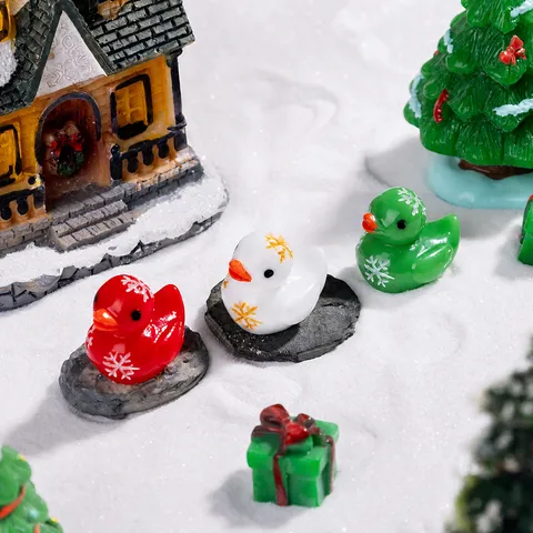 Christmas Snow Flake Duck Christmas Tree Resin Miniature Figurines DIY Home Decor Accessories Mini Ornaments