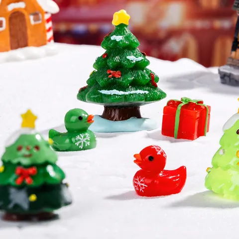 Christmas Snow Flake Duck Christmas Tree Resin Miniature Figurines DIY Home Decor Accessories Mini Ornaments