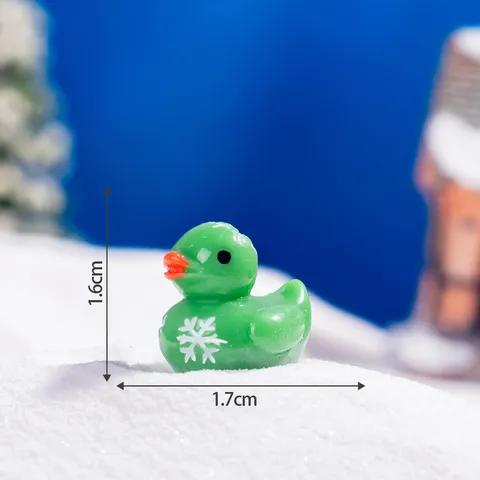 Noël Miniature Résine Canard Figurine Flocons de Neige Petit Animal Ornements de Bureau Accessoires d'Artisanat DIY pour Décor de Fête