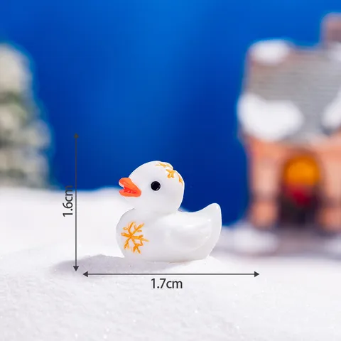 Noël Miniature Résine Canard Figurine Flocons de Neige Petit Animal Ornements de Bureau Accessoires d'Artisanat DIY pour Décor de Fête