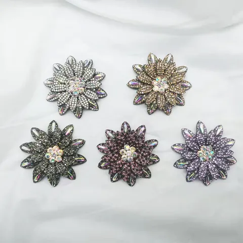 Strass Fleur Chaussure Sac Cheveux Accessoires 3D Multicouche Cristal Fleur Vêtement Garnitures Bricolage Décor