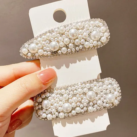 Korean Style Women Hair Clip Artificial Pearl Rhinestone Hair Barrettes Sweet Elegant Hair Accessories For Daily Party