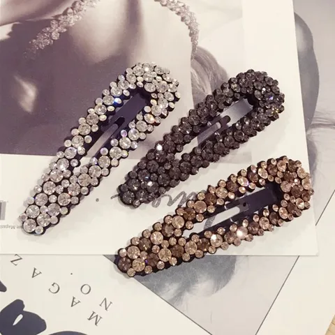 Minimalist Rhinestone Hollow Hair Clip For Women Metal BB Hairpin Sweet Girls Side Bangs Fashion Hair Accessories
