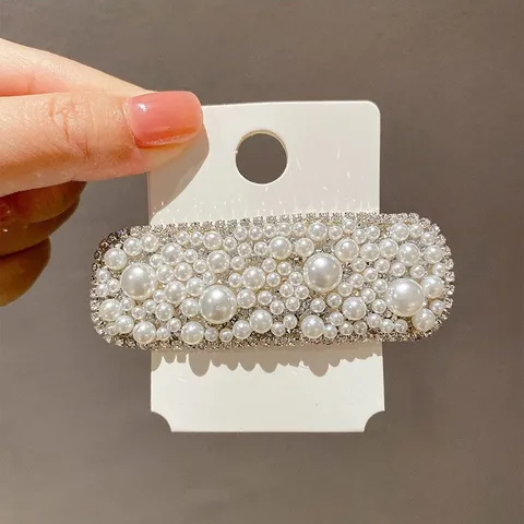 Korean Style Women Hair Clip Artificial Pearl Rhinestone Hair Barrettes Sweet Elegant Hair Accessories For Daily Party