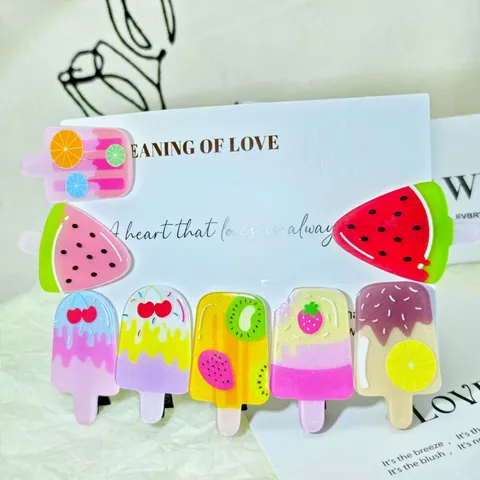 Korean Style Acrylic Kids Hair Clips Cute Popsicle Ice Cream Duckbill Clip Side Clip Hair Accessories Sweet Hair Ornaments