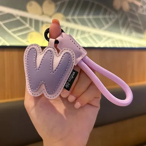 Leather English Alphabet Keychain Korean Style Dopamine Color Letter Bag Pendant Key Ring Accessories Gift For Friends