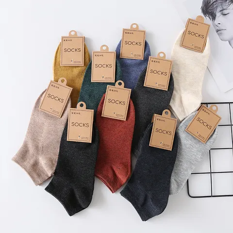 Men's Cotton Low Cut Boat Socks Invisible Solid Color Breathable Soft Casual Ankle Socks For All Seasons