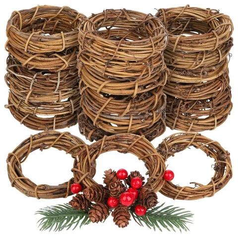 Natural Rattan Wreath Loop For Christmas DIY Handcraft Home Decor Wedding Decoration Handmade Grapevine Wreath Base Accessory