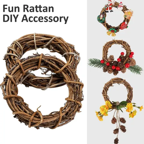 Natural Rattan Wreath Loop For Christmas DIY Handcraft Home Decor Wedding Decoration Handmade Grapevine Wreath Base Accessory