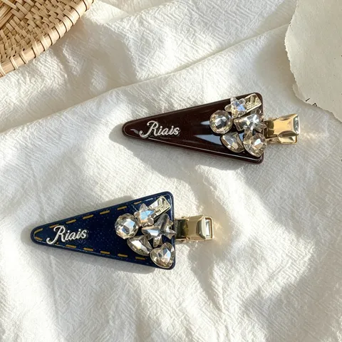 Pince à Cheveux Triangle en Strass Rétro Français pour Femmes Élégante Épingle à Frange avec Cristaux Scintillants Accessoires