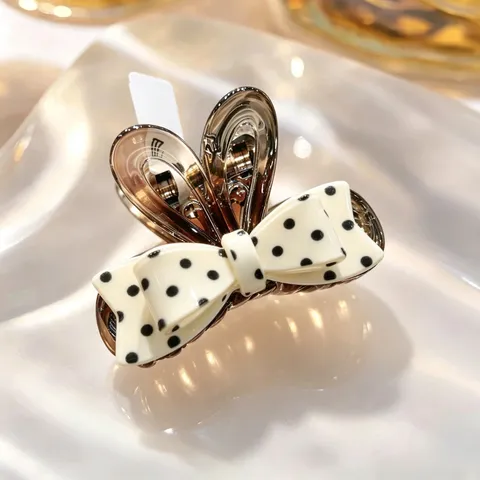 Pince à Cheveux Nœud Pois Style Coréen Pince Géométrique pour Femmes