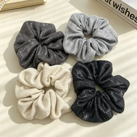 Chouchou de Cheveux en Tissu Pailleté Brillant Minimaliste Coréen Bande de Queue de Cheval Quotidienne Accessoires de Cheveux pour Femmes