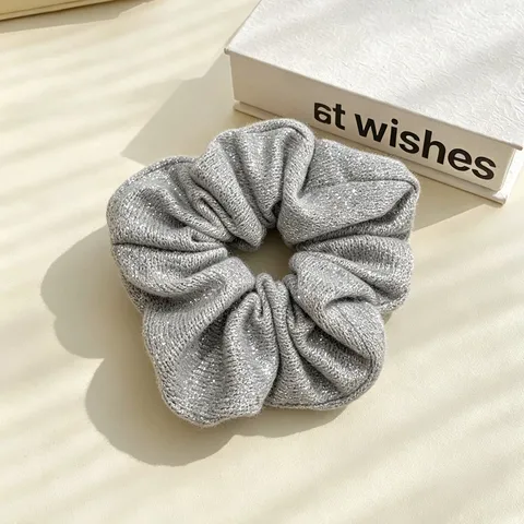 Chouchou de Cheveux en Tissu Pailleté Brillant Minimaliste Coréen Bande de Queue de Cheval Quotidienne Accessoires de Cheveux pour Femmes