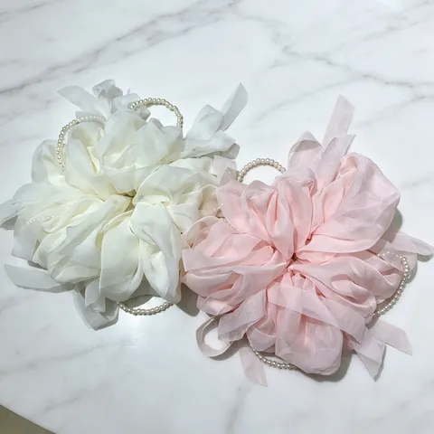 Chouchou en Perles de Résille de Style Coréen Élégant Élastique Bande de Cheveux Accessoires pour Femmes Support de Queue de Cheval Quotidien
