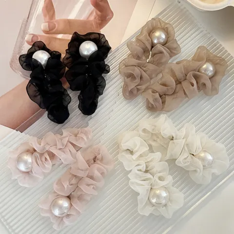 Pince à Cheveux Style Coréen en Maille Perle Artificielle Doux Mode Épingle à Cheveux Latérale BB Clip Accessoires Cheveux pour Femmes Quotidien