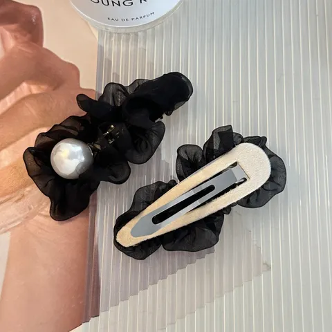 Pince à Cheveux Style Coréen en Maille Perle Artificielle Doux Mode Épingle à Cheveux Latérale BB Clip Accessoires Cheveux pour Femmes Quotidien