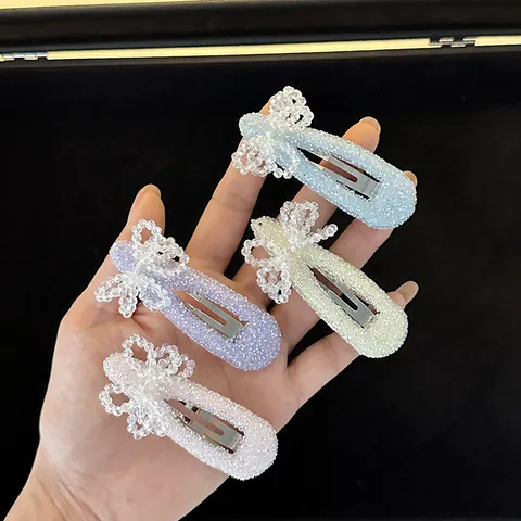 Style Coréen Mode Doux Nœud Cristal Strass Pince À Cheveux Mignon BB Pince Accessoires De Coiffure Pour Femmes