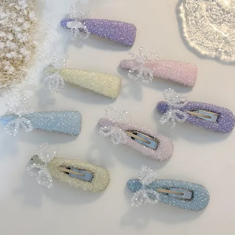 Style Coréen Mode Doux Nœud Cristal Strass Pince À Cheveux Mignon BB Pince Accessoires De Coiffure Pour Femmes